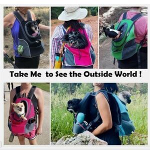 WOYYHO Dog Pet Carrier Backpack Mesh Breathable Head-Out-Pink-Large (3 in Stock)